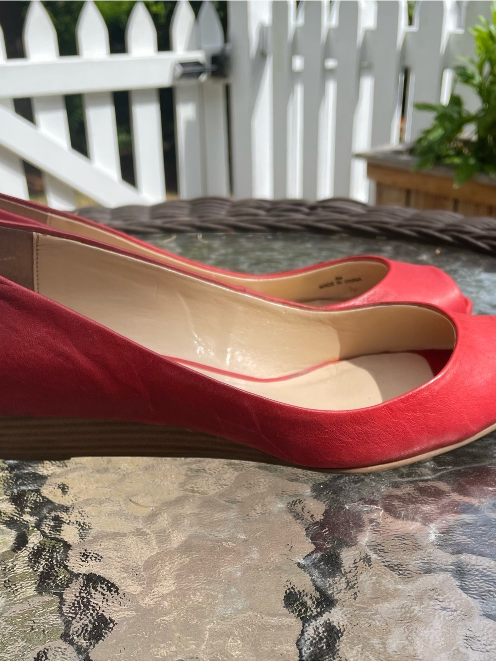 Talbots Red Open-Toe Leather Pumps - Picture 2 of 6